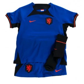 Maillot de foot Pays-Bas Extérieur enfant Monde 2022 Manches Courte (+ pantalon court)